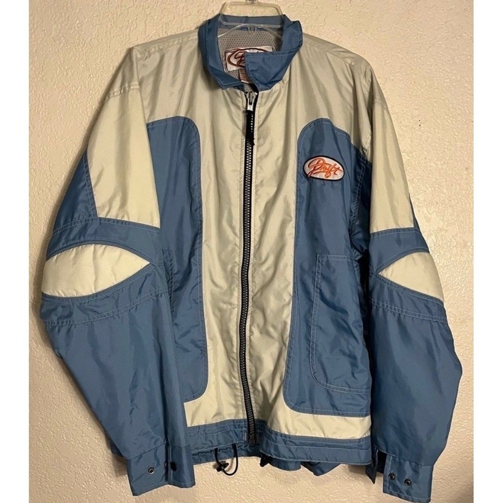 VTG Drift Boardwear Windbreaker‎ Mens L Blue White Colorblock Y2K Jacket
